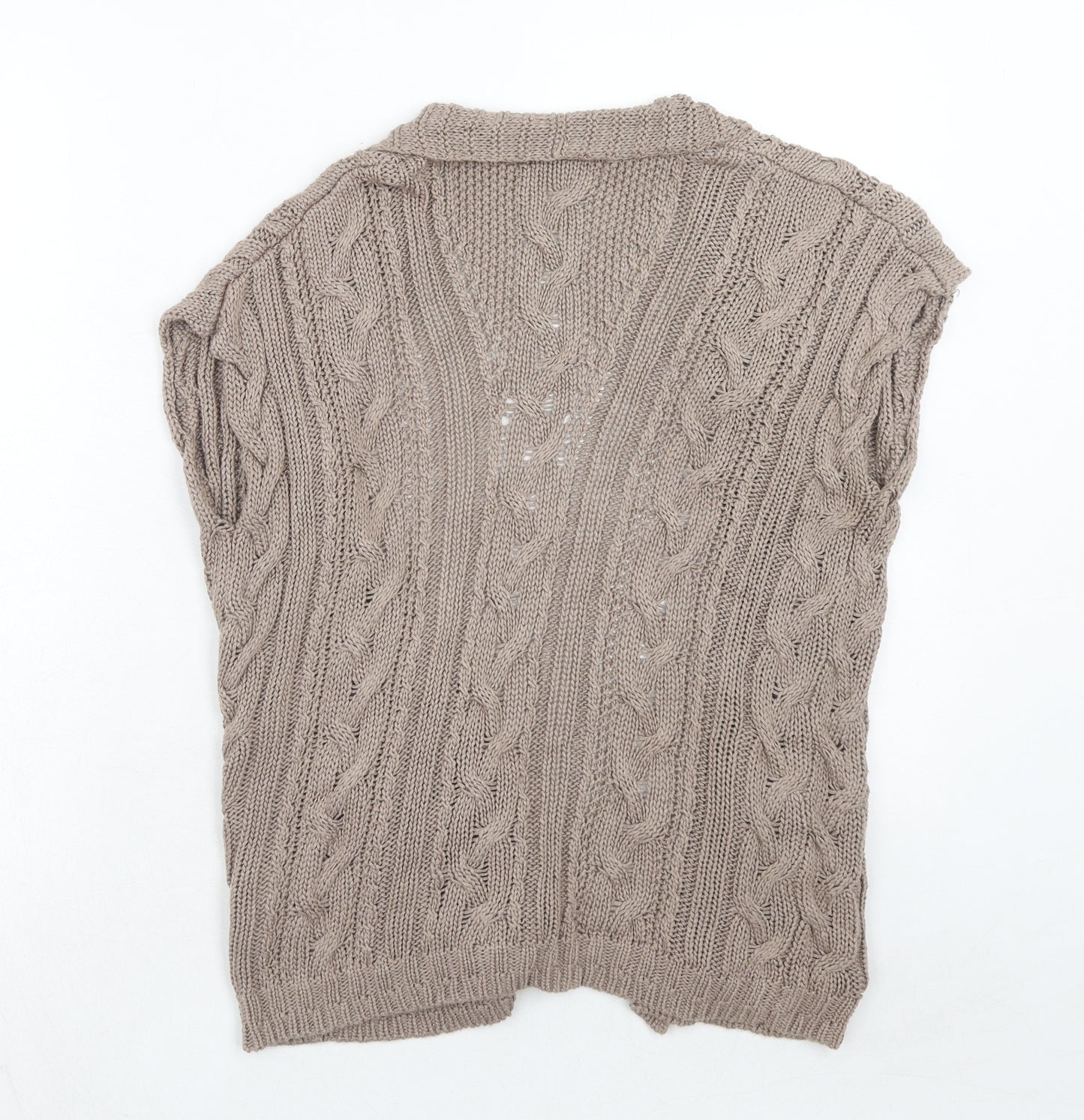 Marks and Spencer Womens Brown V-Neck Acrylic Cardigan Jumper Size S