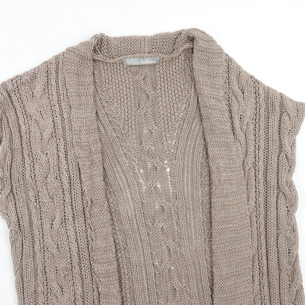 Marks and Spencer Womens Brown V-Neck Acrylic Cardigan Jumper Size S