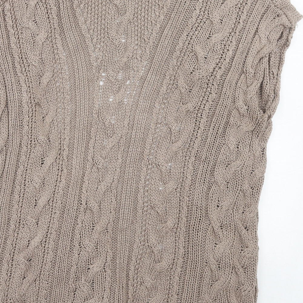 Marks and Spencer Womens Brown V-Neck Acrylic Cardigan Jumper Size S