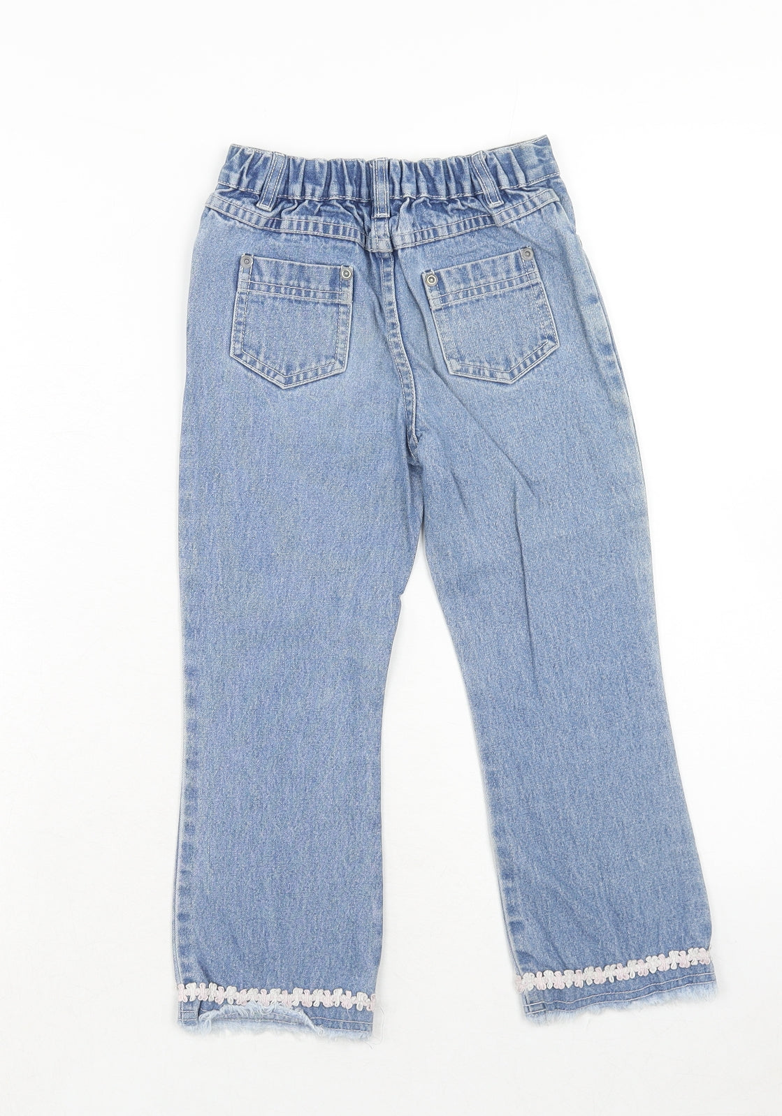 NEXT Girls Blue Cotton Straight Jeans Size 5 Years Regular Zip
