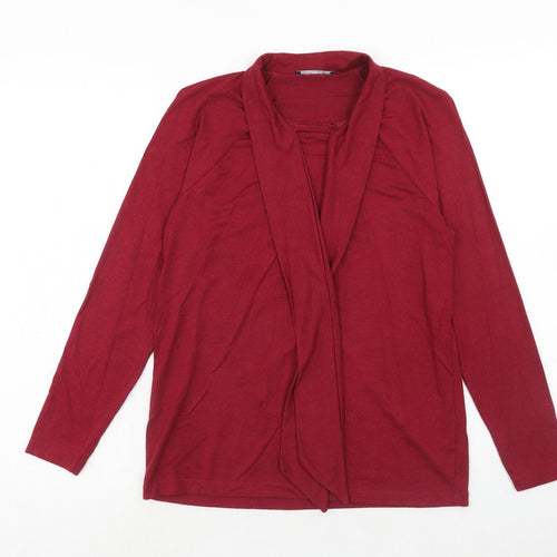 Zara Womens Red Viscose Basic Blouse Size L V-Neck
