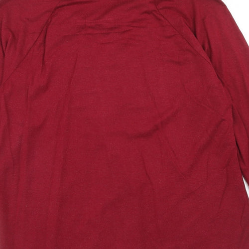 Zara Womens Red Viscose Basic Blouse Size L V-Neck