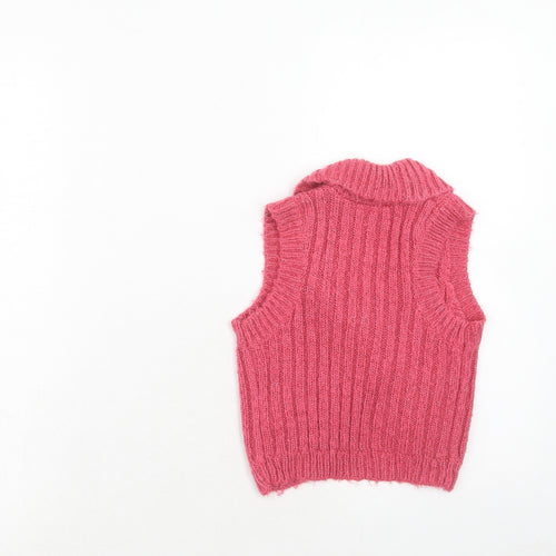 Pumkin Patch Girls Pink V-Neck Acrylic Cardigan Jumper Size 7 Years Button