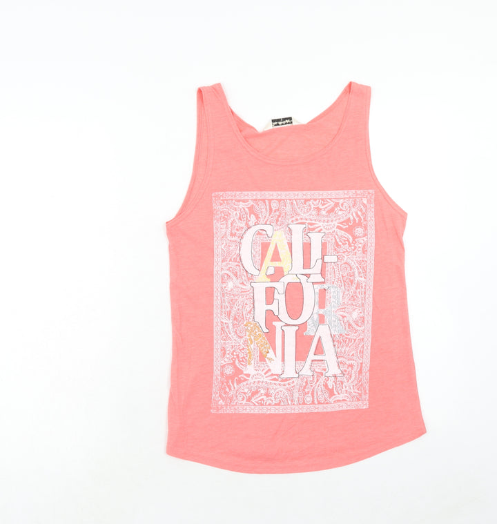 Miss Selfridge Womens Pink Polyester Basic Tank Size 10 Round Neck - California