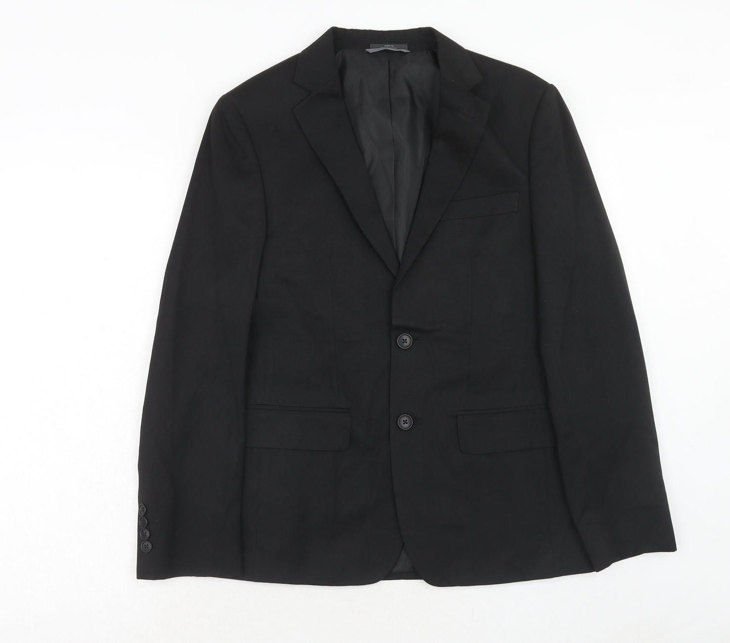 Marks and Spencer Mens Black Polyester Jacket Suit Jacket Size 36 Regular