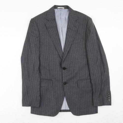 Marks and Spencer Mens Grey Striped Wool Jacket Suit Jacket Size 36 Regular