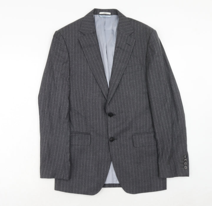 Marks and Spencer Mens Grey Striped Wool Jacket Suit Jacket Size 36 Regular