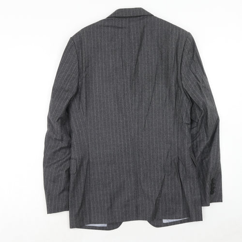 Marks and Spencer Mens Grey Striped Wool Jacket Suit Jacket Size 36 Regular