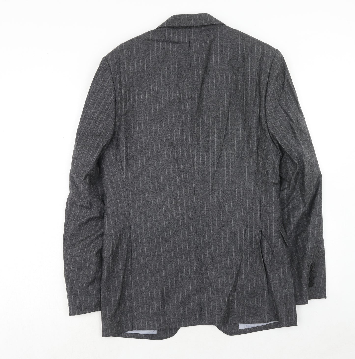 Marks and Spencer Mens Grey Striped Wool Jacket Suit Jacket Size 36 Regular