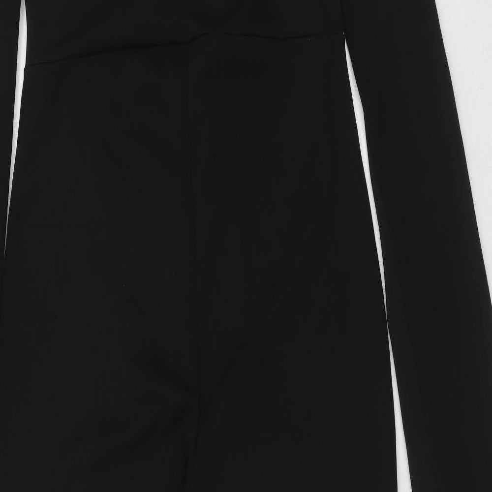 Boohoo Womens Black Polyester Jumpsuit One-Piece Size 16 Pullover - Wrap Front Detail