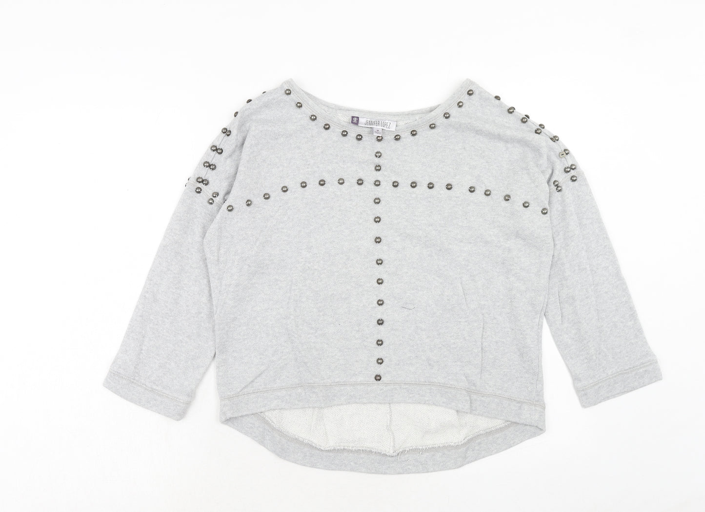 Jennifer Lopez Womens Grey Cotton Pullover Sweatshirt Size M Pullover