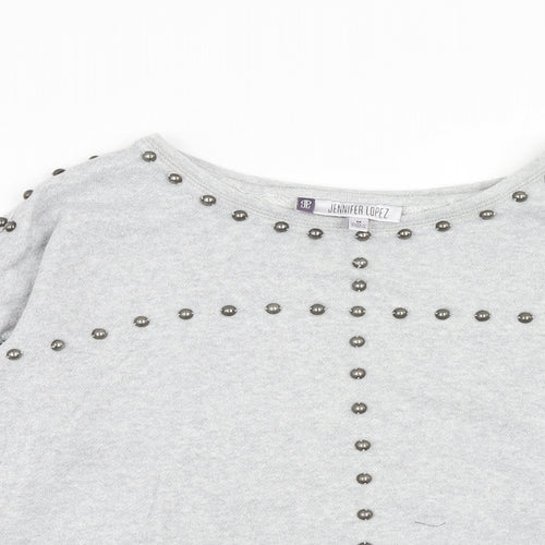 Jennifer Lopez Womens Grey Cotton Pullover Sweatshirt Size M Pullover