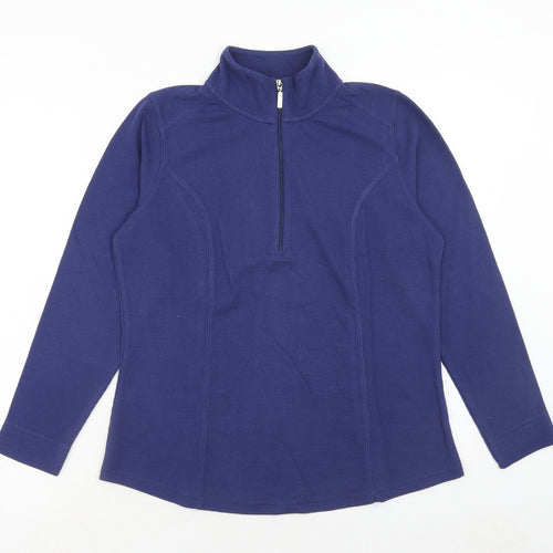 D&Co. Womens Blue Cotton Pullover Sweatshirt Size M Zip