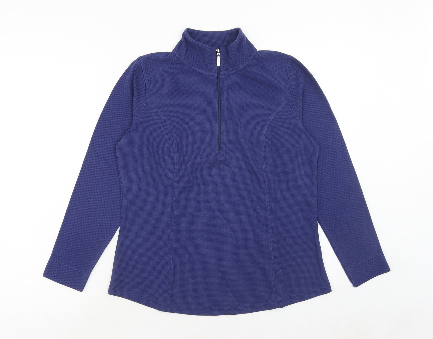 D&Co. Womens Blue Cotton Pullover Sweatshirt Size M Zip
