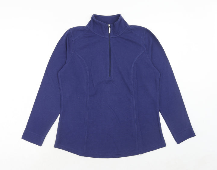 D&Co. Womens Blue Cotton Pullover Sweatshirt Size M Zip