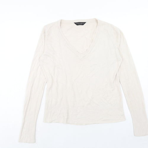 Dorothy Perkins Womens Ivory V-Neck Acrylic Pullover Jumper Size 14