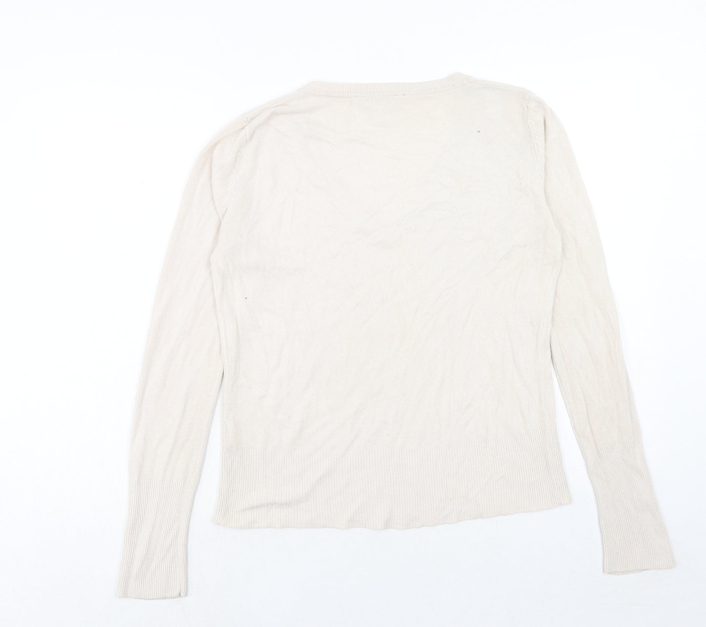 Dorothy Perkins Womens Ivory V-Neck Acrylic Pullover Jumper Size 14