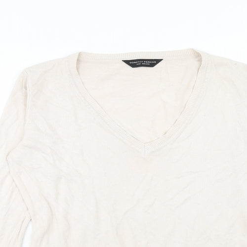 Dorothy Perkins Womens Ivory V-Neck Acrylic Pullover Jumper Size 14