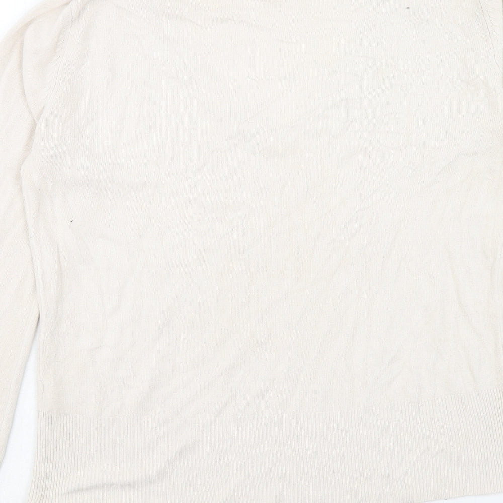 Dorothy Perkins Womens Ivory V-Neck Acrylic Pullover Jumper Size 14