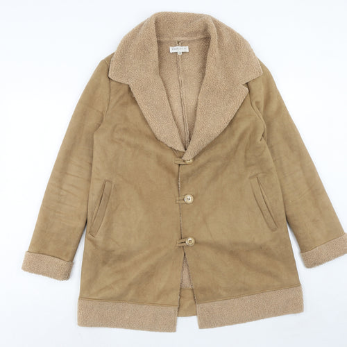 In the Style Womens Brown Overcoat Coat Size 10 Button