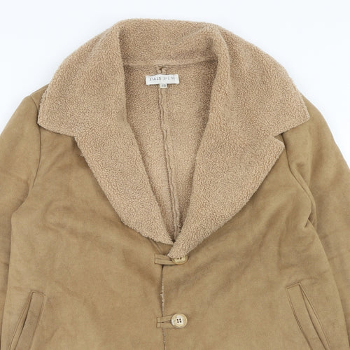 In the Style Womens Brown Overcoat Coat Size 10 Button