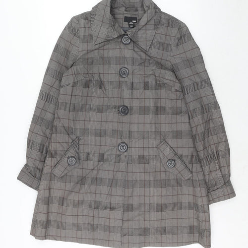 H&M Womens Grey Geometric Trench Coat Coat Size 8 Button