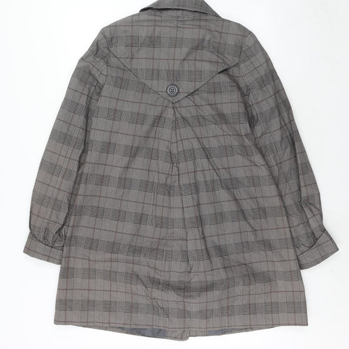 H&M Womens Grey Geometric Trench Coat Coat Size 8 Button