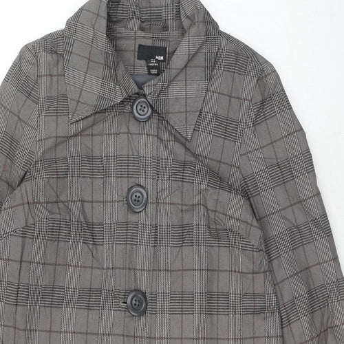 H&M Womens Grey Geometric Trench Coat Coat Size 8 Button