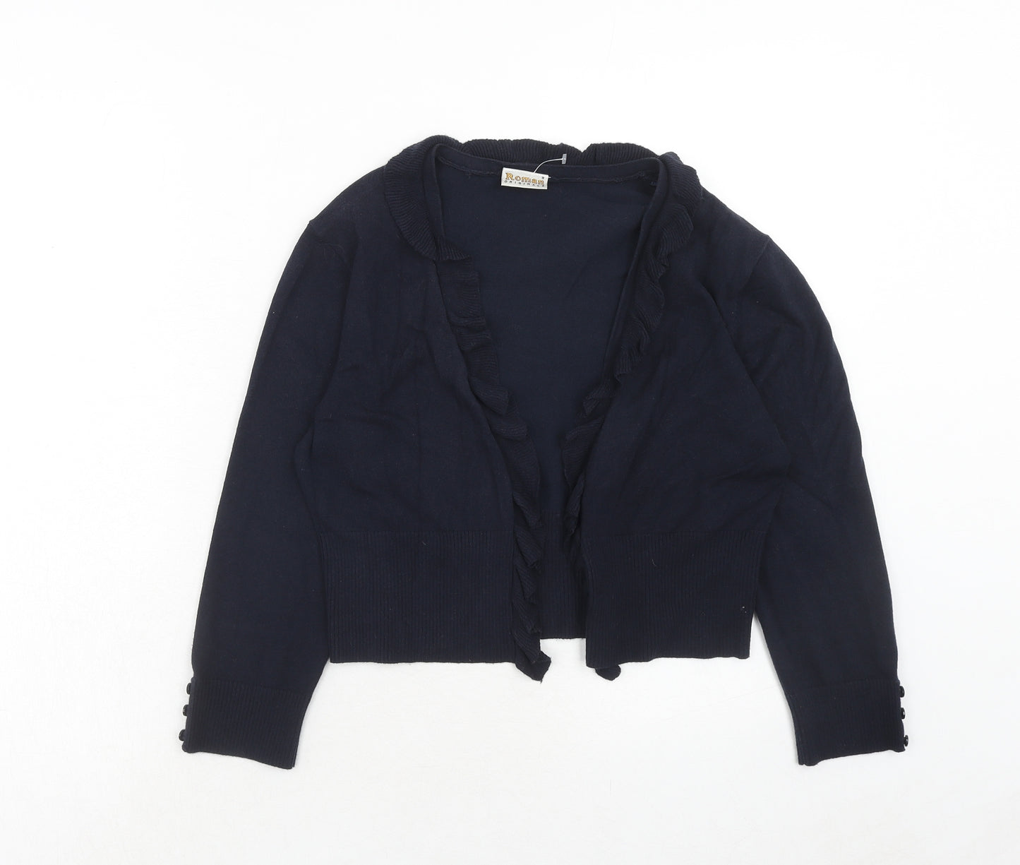Roman Womens Blue V-Neck Viscose Cardigan Jumper Size S