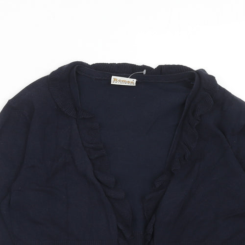 Roman Womens Blue V-Neck Viscose Cardigan Jumper Size S