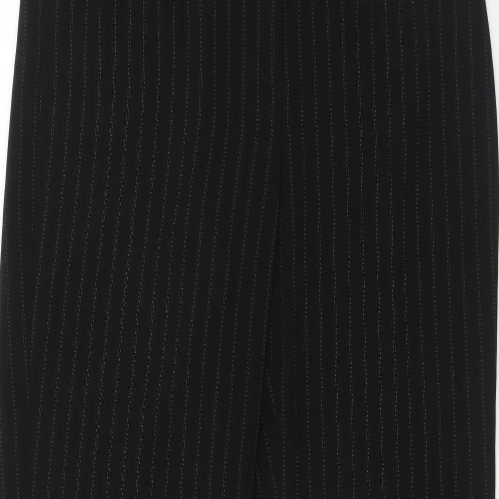 AMARANTO Womens Black Striped Polyester Dress Pants Trousers Size 14 Regular Hook & Eye