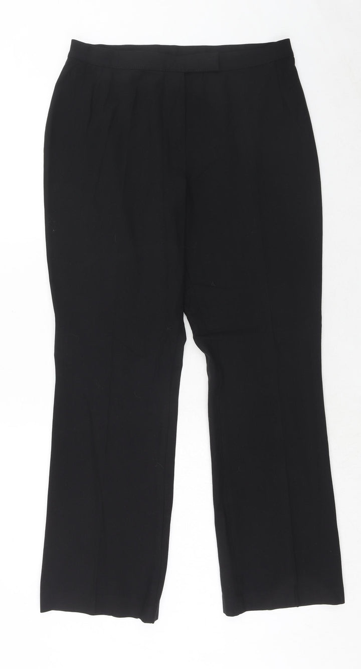 Marks and Spencer Womens Black Polyester Trousers Size 14 Regular Hook & Eye