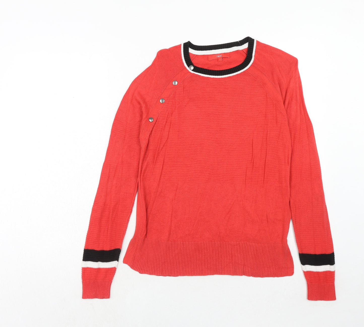 NEXT Womens Red Round Neck Cotton Pullover Jumper Size 10