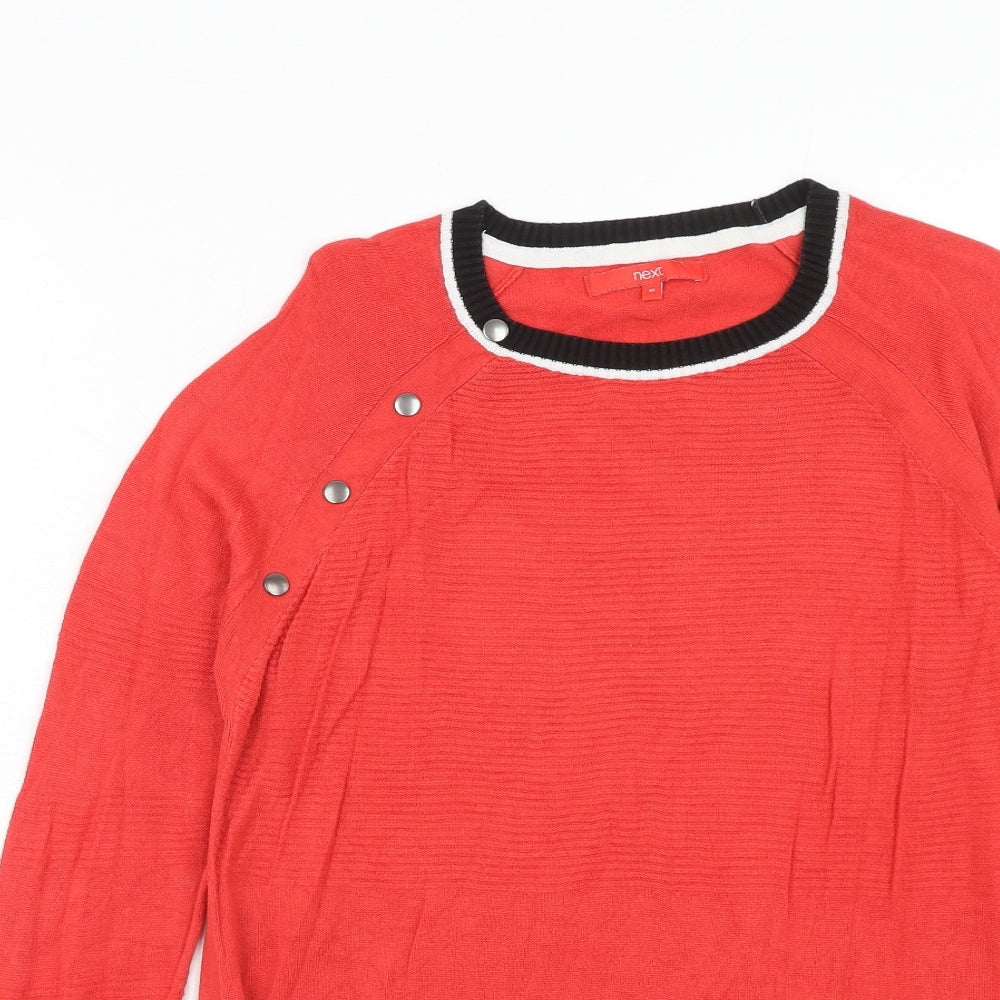 NEXT Womens Red Round Neck Cotton Pullover Jumper Size 10
