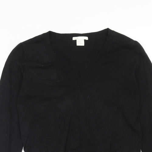 H&M Womens Black Round Neck Viscose Pullover Jumper Size XS