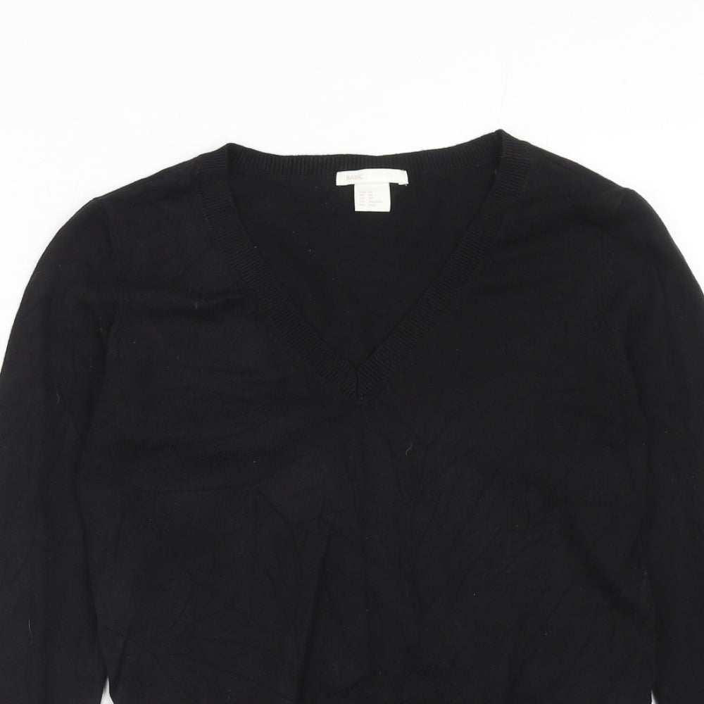 H&M Womens Black Round Neck Viscose Pullover Jumper Size XS