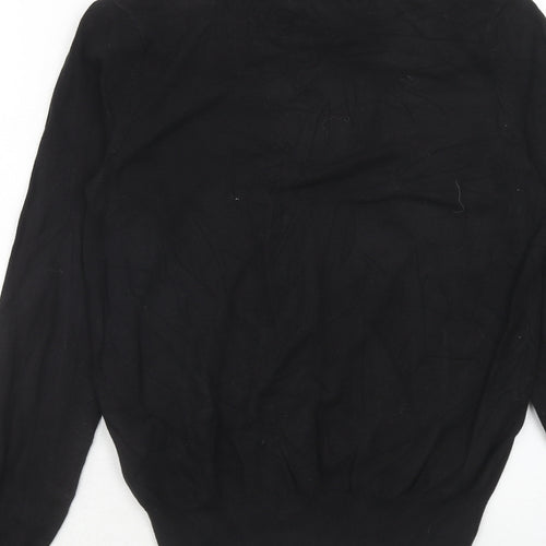 H&M Womens Black Round Neck Viscose Pullover Jumper Size XS