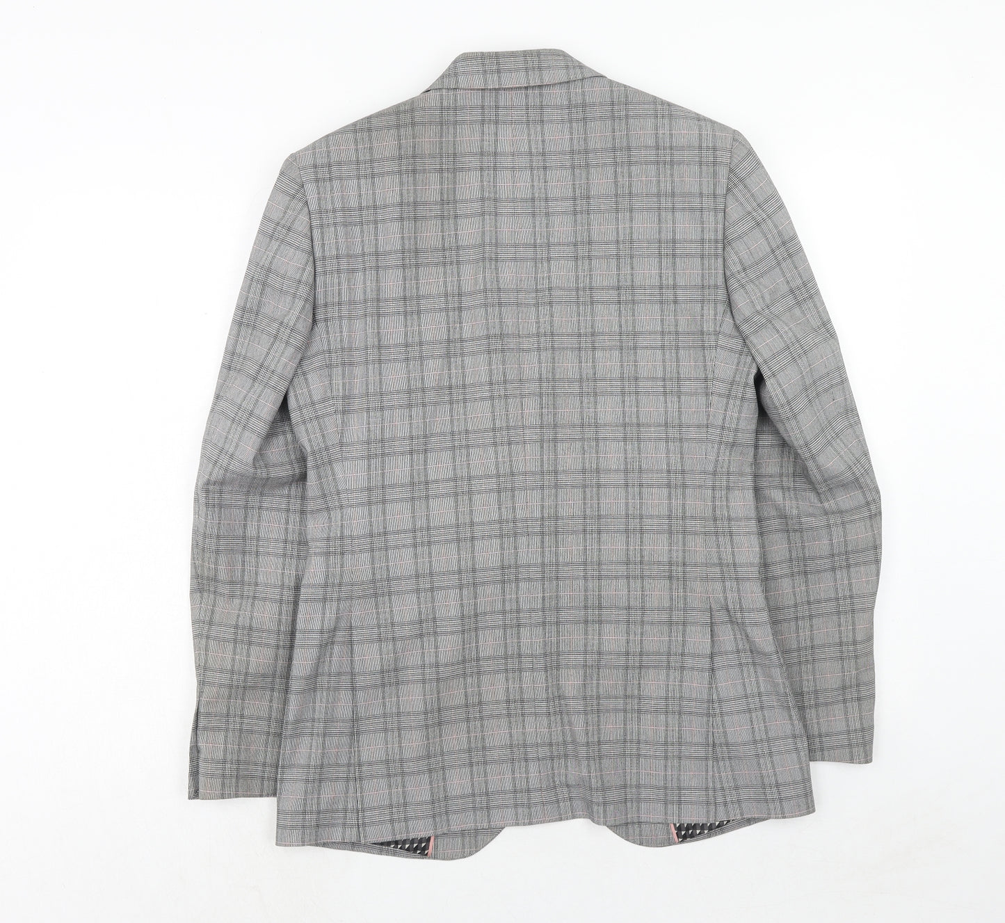 Marks and Spencer Mens Grey Plaid Polyester Jacket Suit Jacket Size 36 Regular