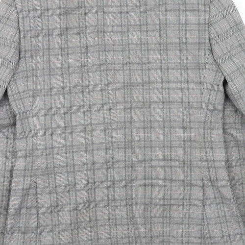 Marks and Spencer Mens Grey Plaid Polyester Jacket Suit Jacket Size 36 Regular
