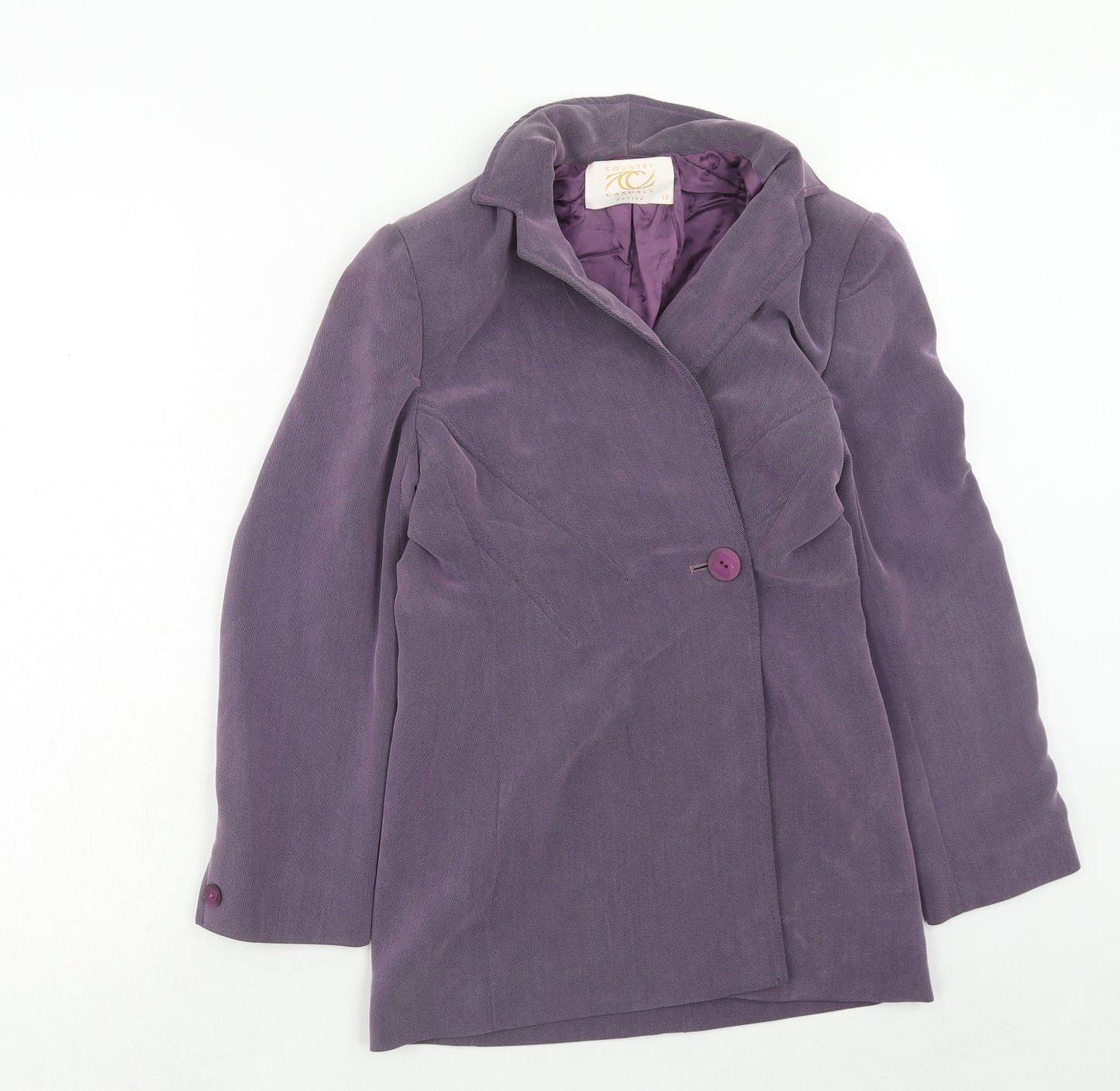 Country Casuals Womens Purple Polyester Jacket Blazer Size 12