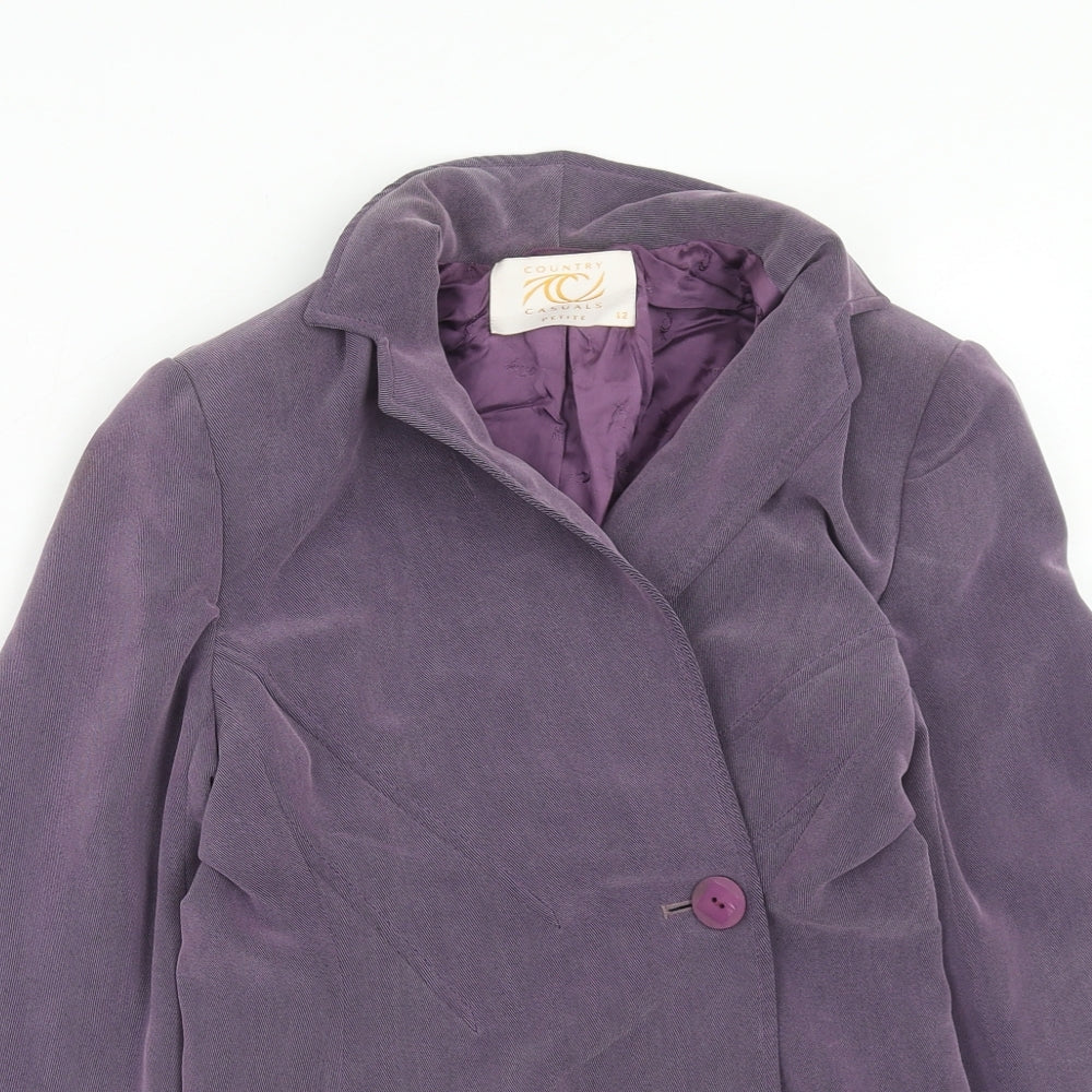 Country Casuals Womens Purple Polyester Jacket Blazer Size 12