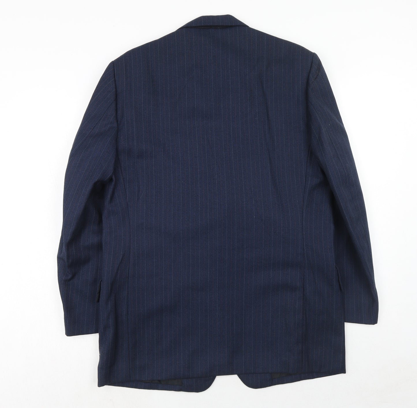 Cyril Freeman Mens Blue Striped Polyester Jacket Suit Jacket Size 38 Regular