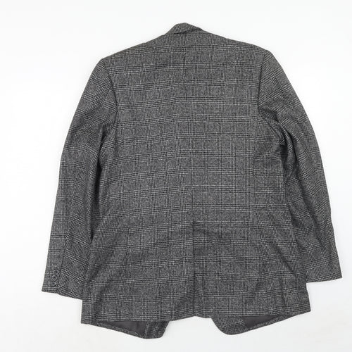 Javed Mens Grey Plaid Polyester Jacket Blazer Size 38 Regular