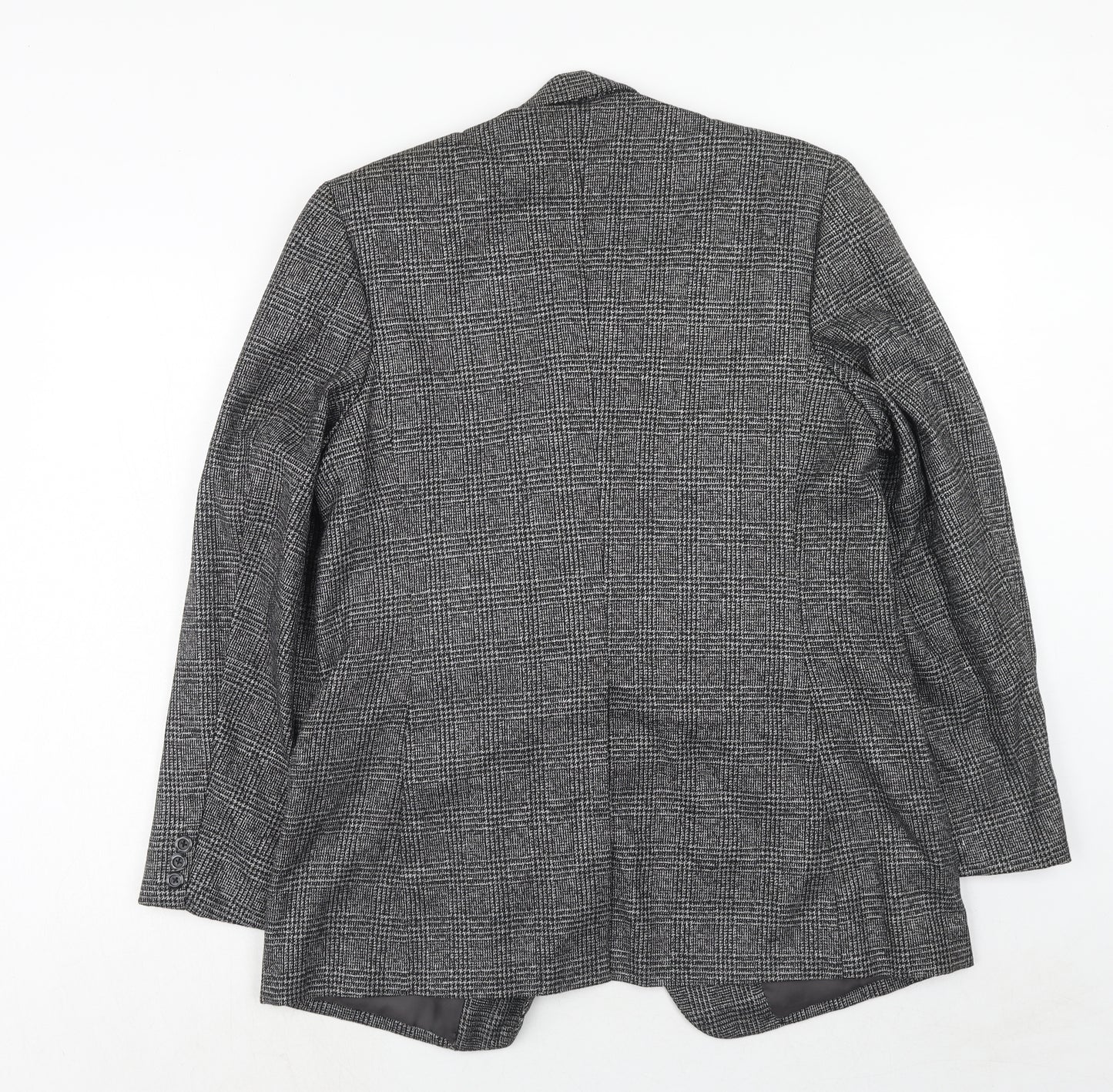 Javed Mens Grey Plaid Polyester Jacket Blazer Size 38 Regular