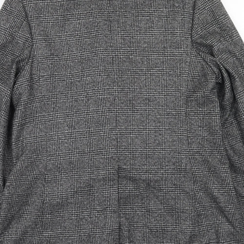Javed Mens Grey Plaid Polyester Jacket Blazer Size 38 Regular
