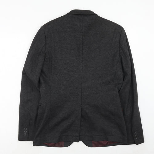 H&M Mens Black Polyester Jacket Suit Jacket Size 38 Regular