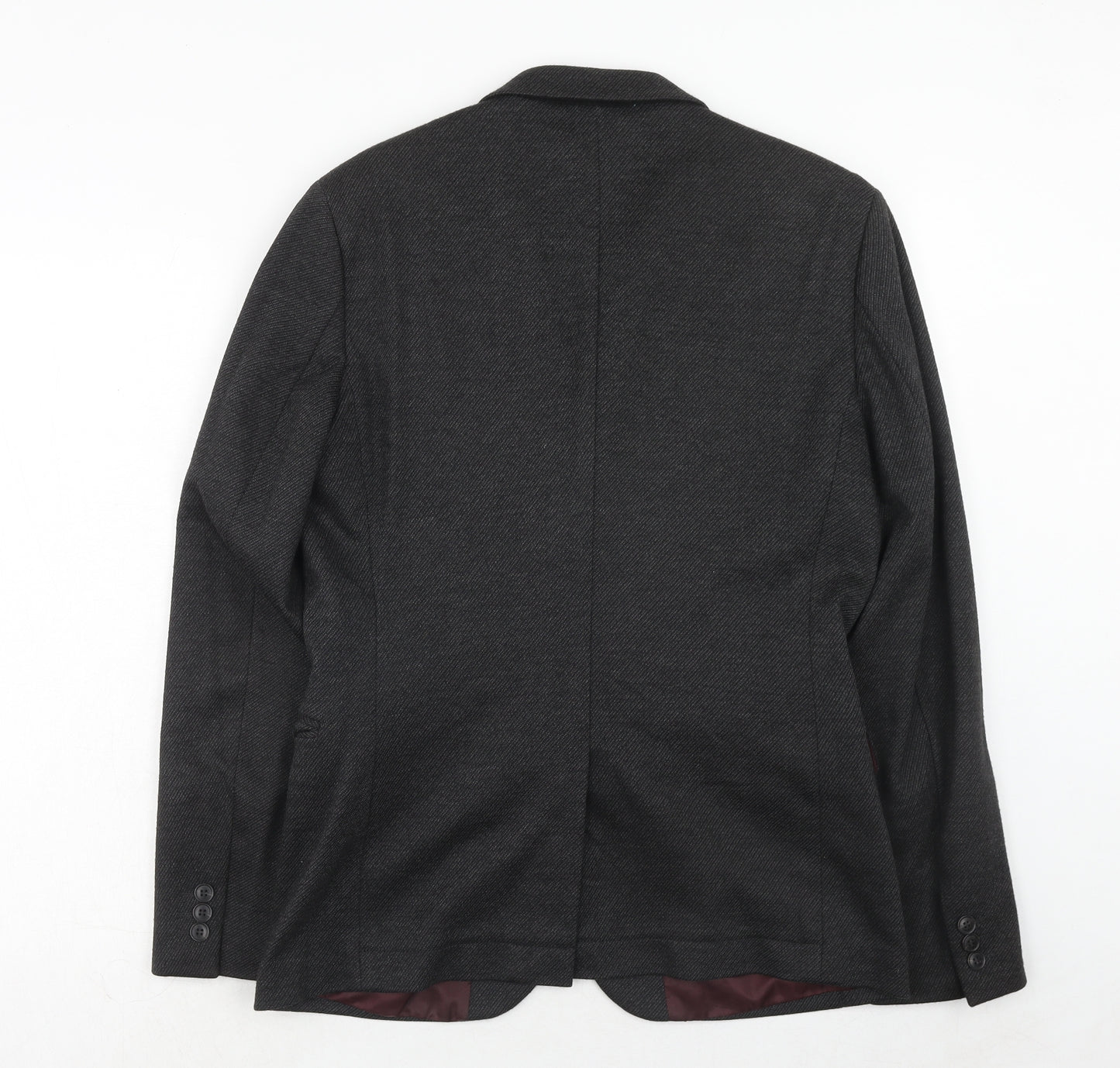 H&M Mens Black Polyester Jacket Suit Jacket Size 38 Regular