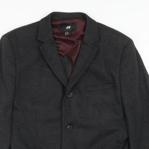 H&M Mens Black Polyester Jacket Suit Jacket Size 38 Regular