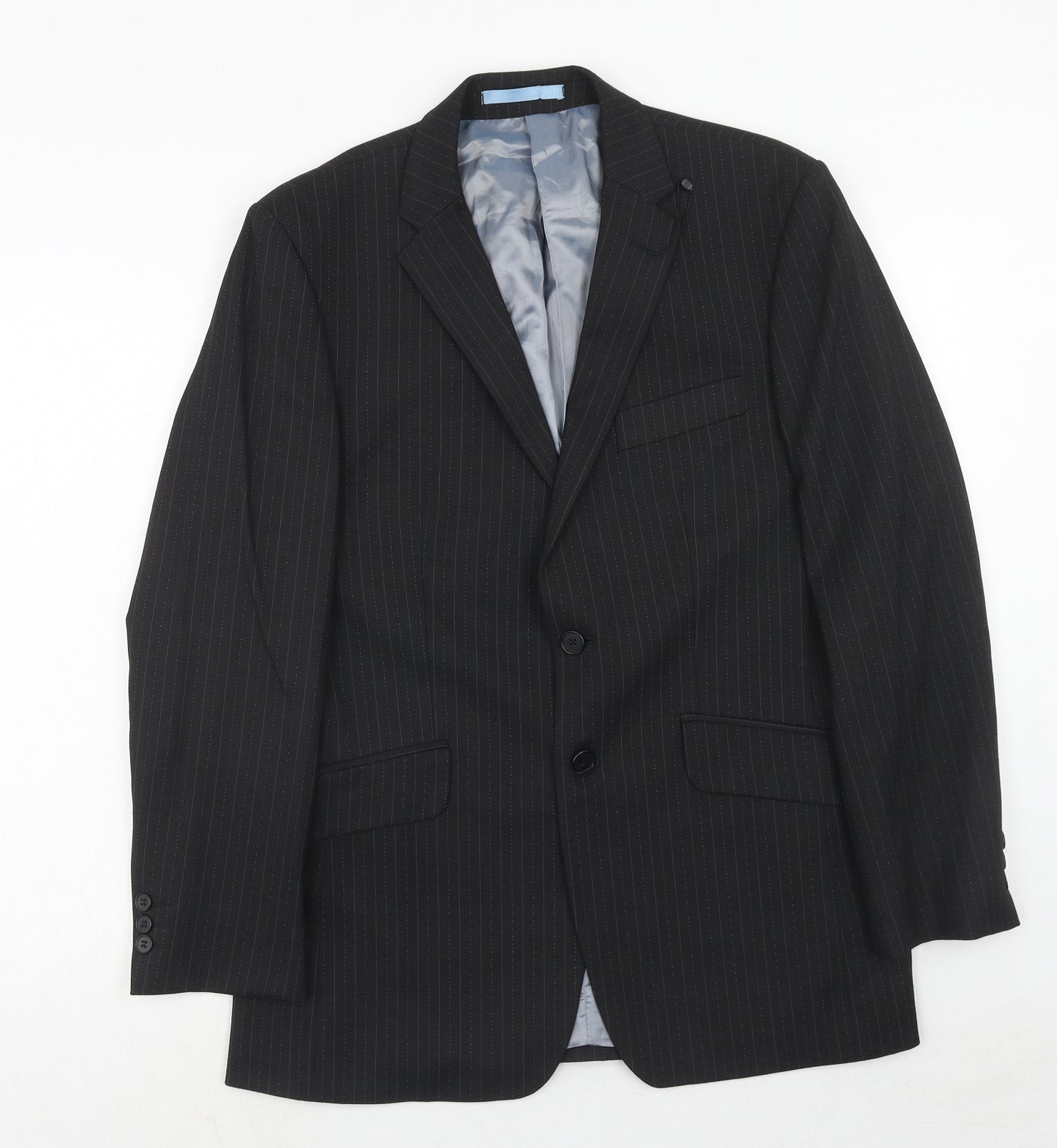 Burton Mens Black Striped Polyester Jacket Suit Jacket Size 38 Regular