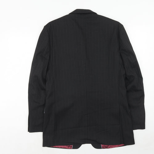 Burton Mens Black Striped Polyester Jacket Suit Jacket Size 38 Regular